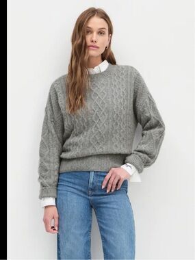 Favorite Daughter Gray Cable Knit Wool and Cashmere Sweater size XS